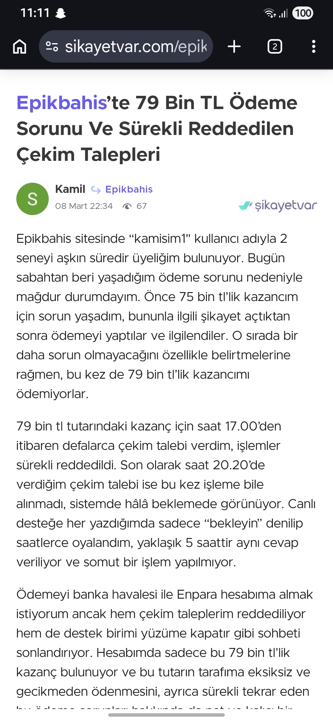 Şikayet görseli
